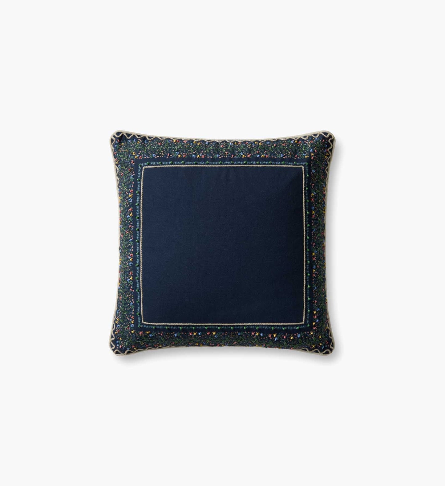Garden Vines Embroidered Pillow - Blue - Embroidered Throw Pillow