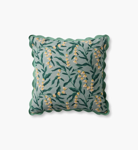 Lily of the Valley Embroidered Pillow - Light Green - Embroidered Throw Pillow
