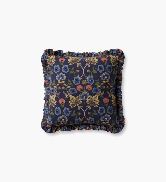 Maple Embroidered Pillow - Blue - Embroidered Throw Pillow
