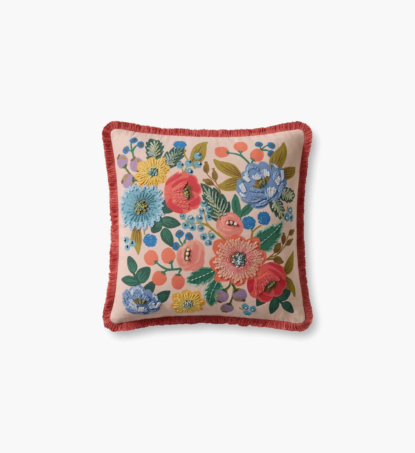 Vintage Garden Embroidered Pillow - Blush - Embroidered Throw Pillow