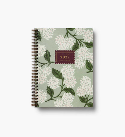 2027 12-Month Softcover Spiral Planner - Sage Hydrangea - Academic Spiral Planner