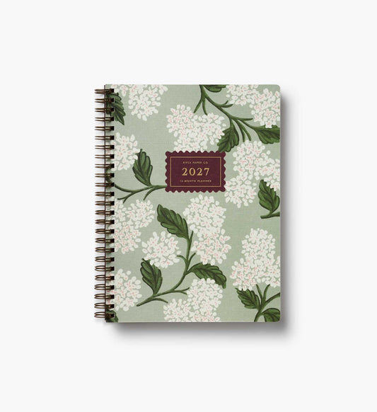 2027 12-Month Softcover Spiral Planner - Sage Hydrangea - Academic Spiral Planner