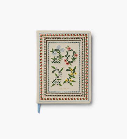 2027 12-Month Embroidered Bookbound Planner - Heritage Sampler - Academic Spiral Planner