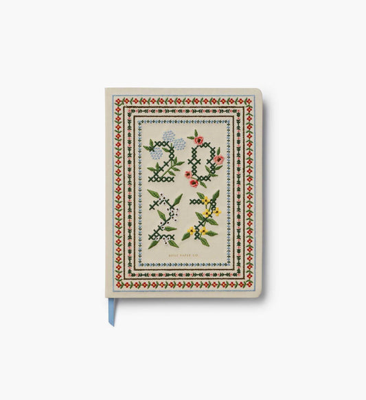 2027 12-Month Embroidered Bookbound Planner - Heritage Sampler - Academic Spiral Planner