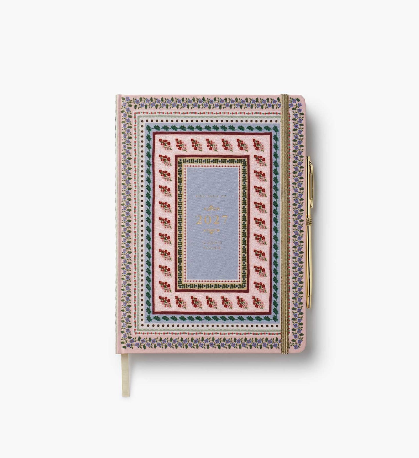 2027 12-Month Hardcover Planner with Pen - Paisley - Retractable Gel Pens