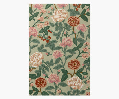 Highgrove Roses Wool Hooked Rug - Mint - Premium Design Accessory