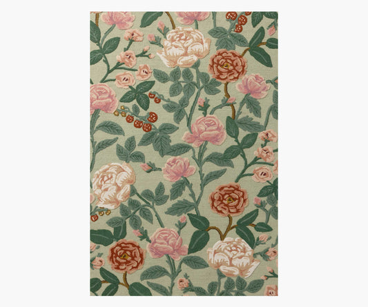 Highgrove Roses Wool Hooked Rug - Mint - Premium Design Accessory
