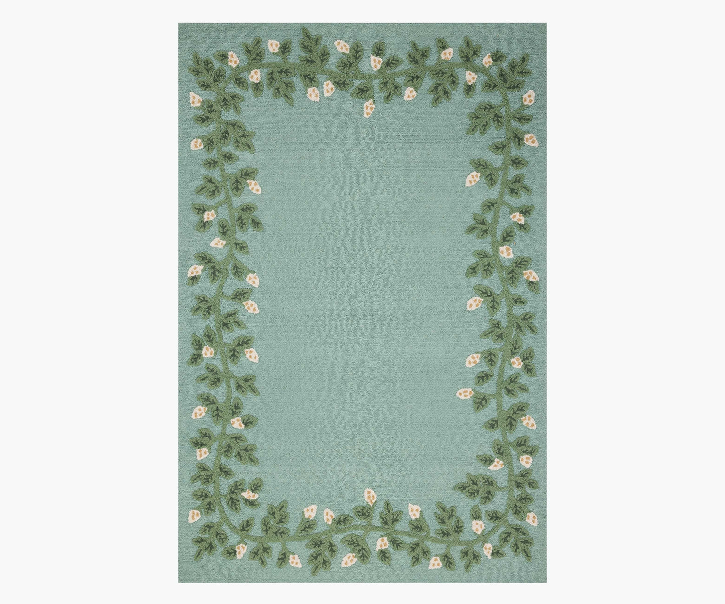 Highgrove Climbing Vines Wool Hooked Rug - Blue - Premium Design Accessory