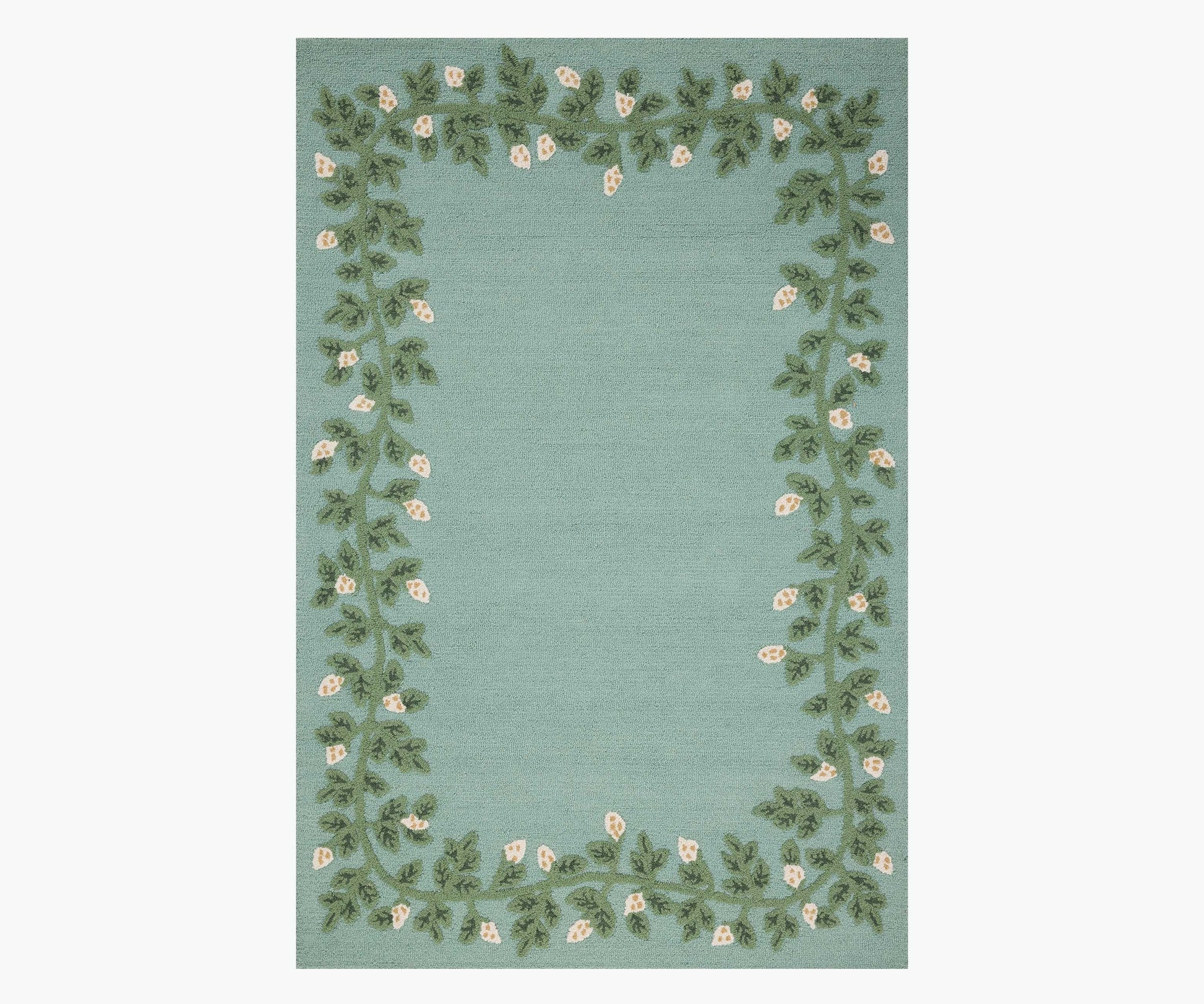 Highgrove Climbing Vines Wool Hooked Rug - Blue - Premium Design Accessory