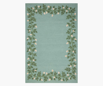 Highgrove Climbing Vines Wool Hooked Rug - Blue - Premium Design Accessory