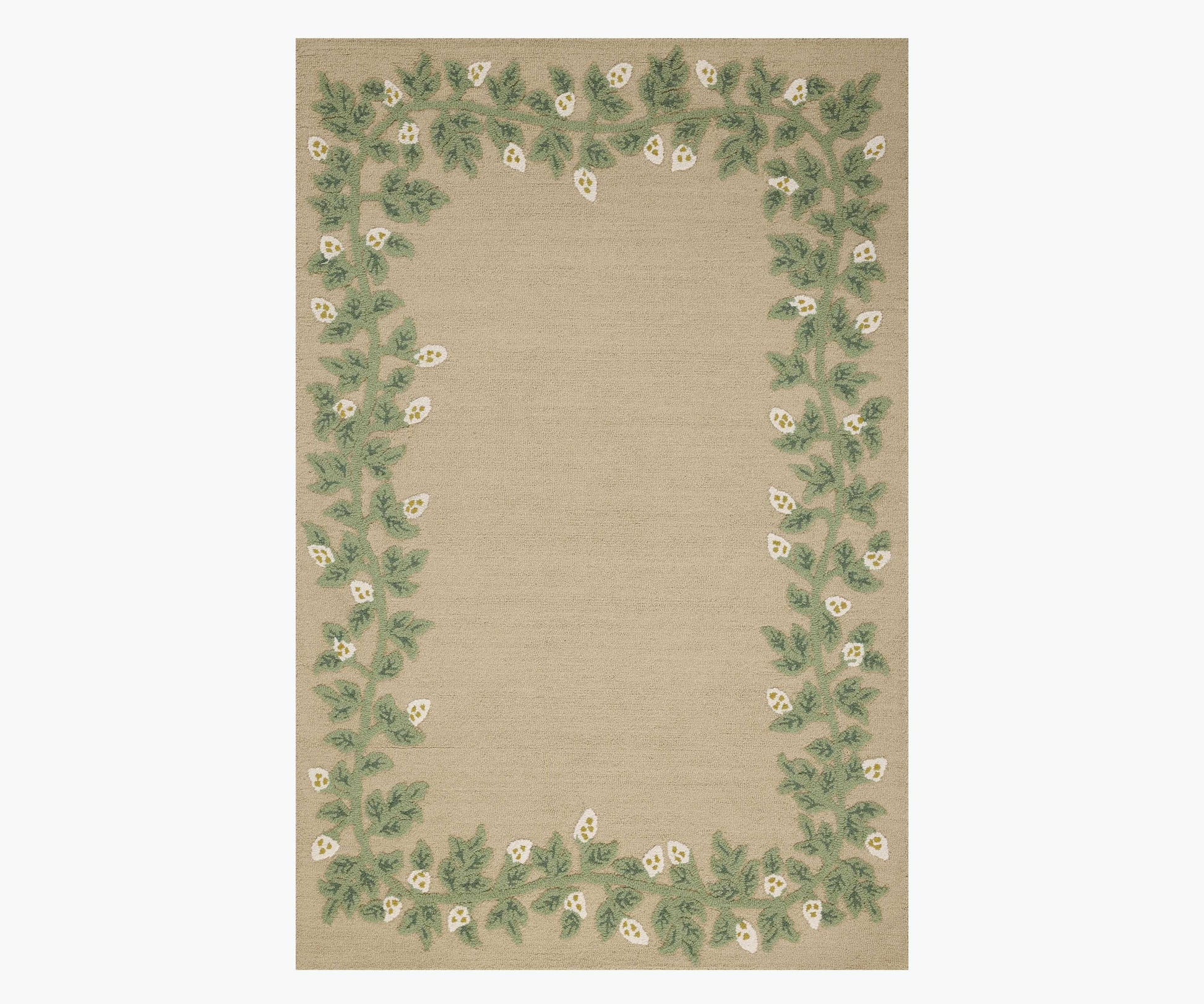 Highgrove Climbing Vines Wool Hooked Rug - Cream - Premium Design Accessory
