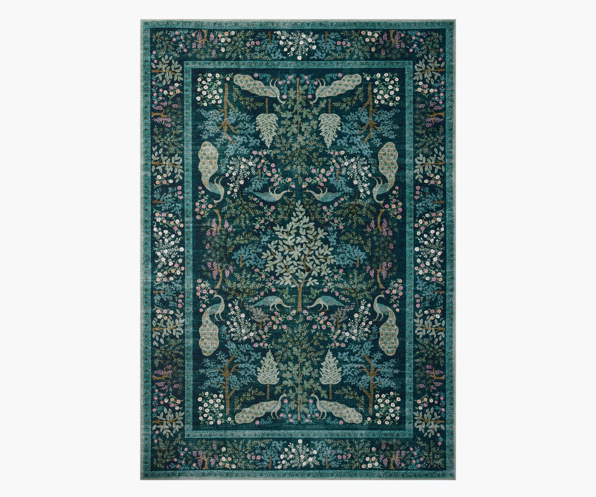 Canopy Peacock Forest Printed Rug - Teal - Premium Design Accessory