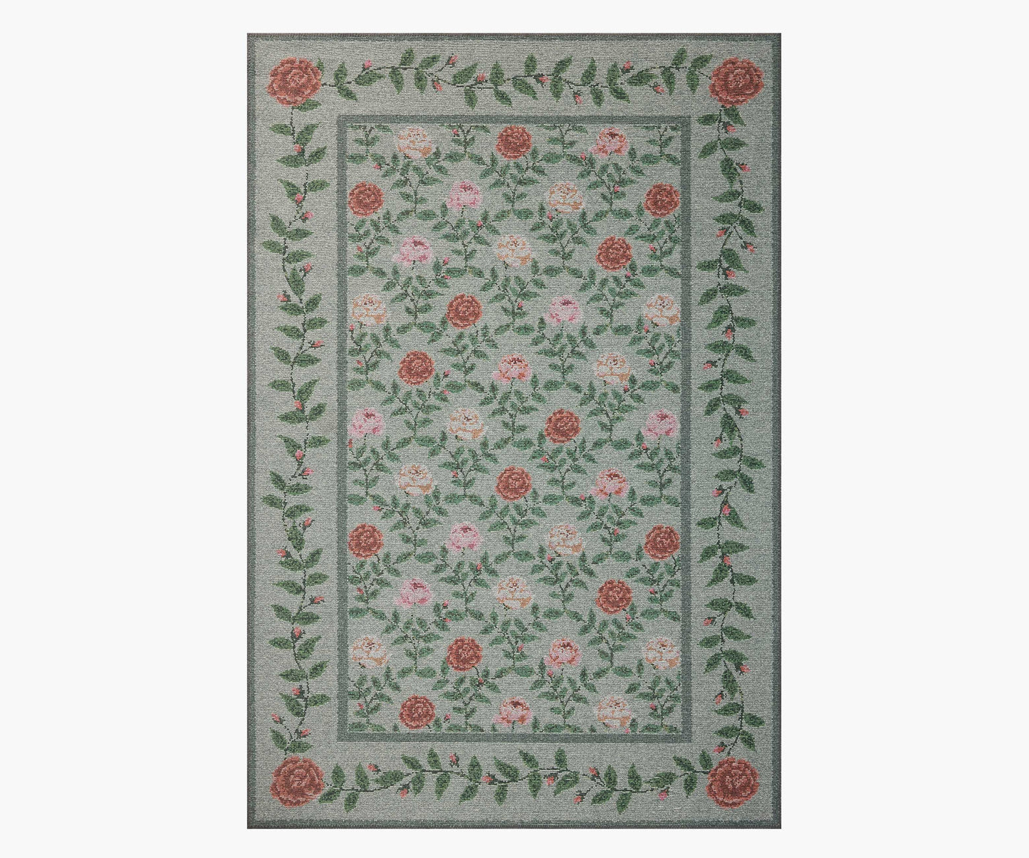 Wildwood Rose Trellis Printed Rug - Mint - Premium Design Accessory