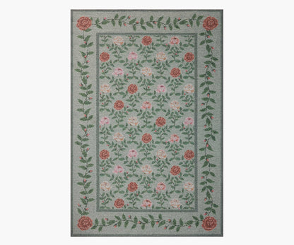 Wildwood Rose Trellis Printed Rug - Mint - Premium Design Accessory