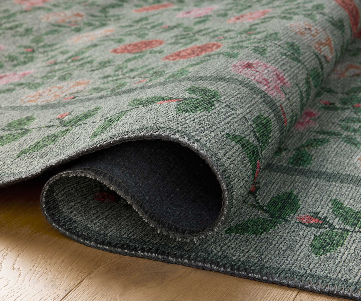 Wildwood Rose Trellis Printed Rug - Mint