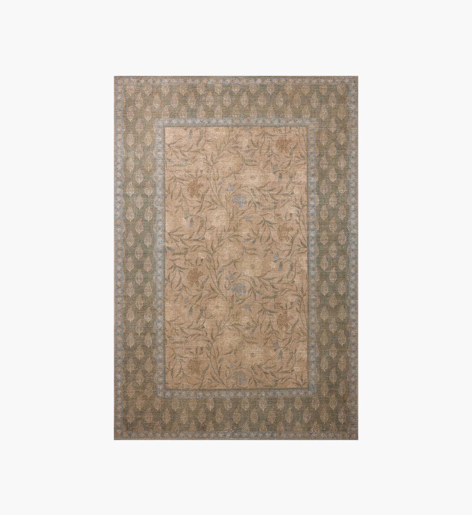Edinburgh Aster Power Loomed Rug - Sand & Green - Premium Design Accessory