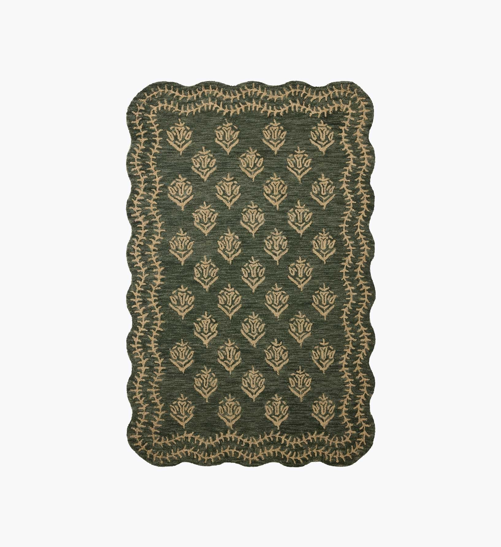 Lisette Wool Hooked Rug - Forest & Oatmeal - Premium Design Accessory