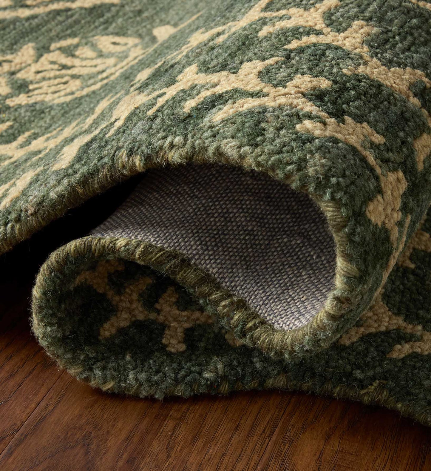 Lisette Wool Hooked Rug - Forest & Oatmeal