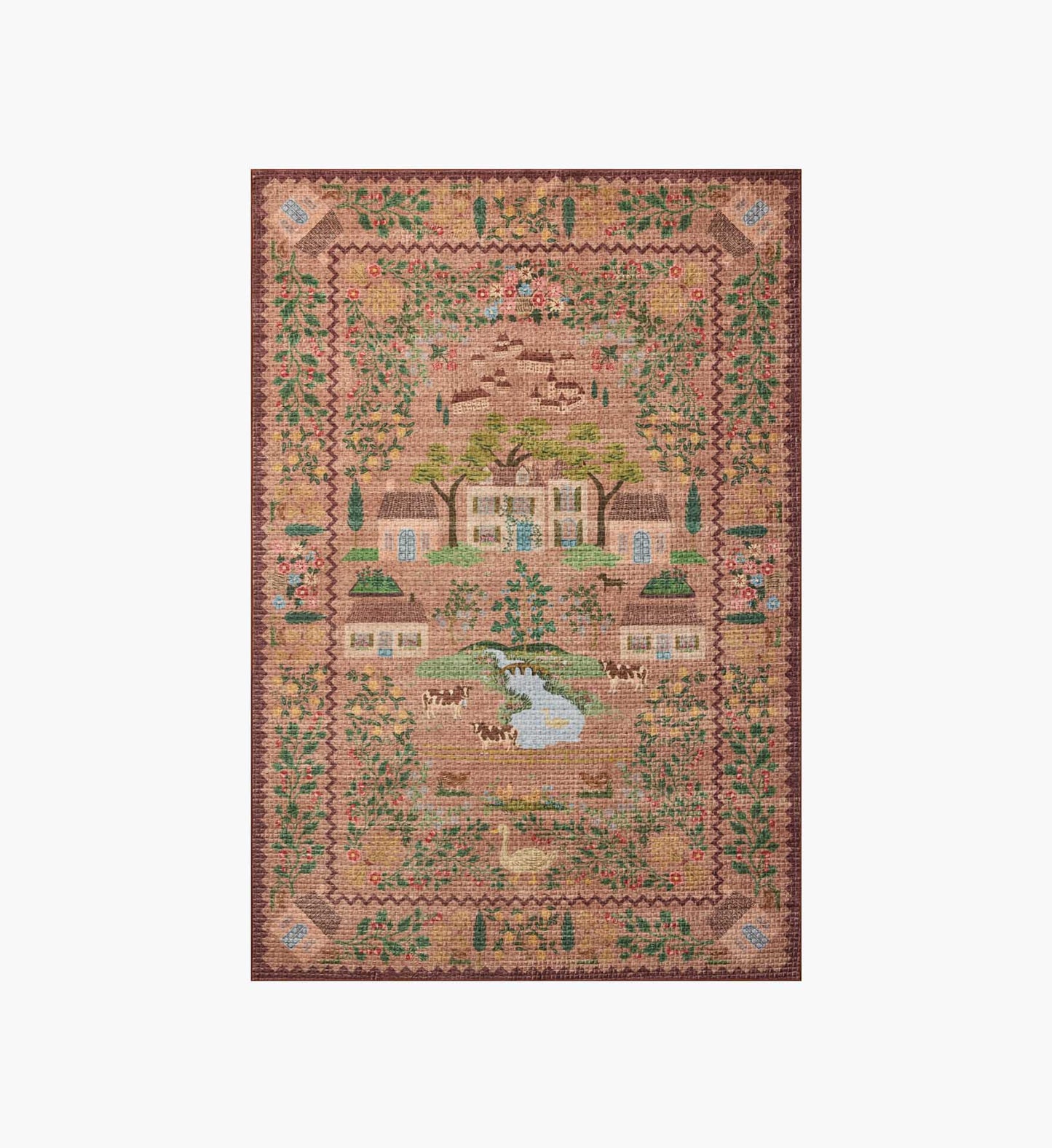 Orchard Country Farm Washable Rug - Mauve - Premium Design Accessory