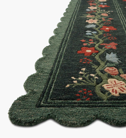 Thistle Wool Hooked Rug - Forest