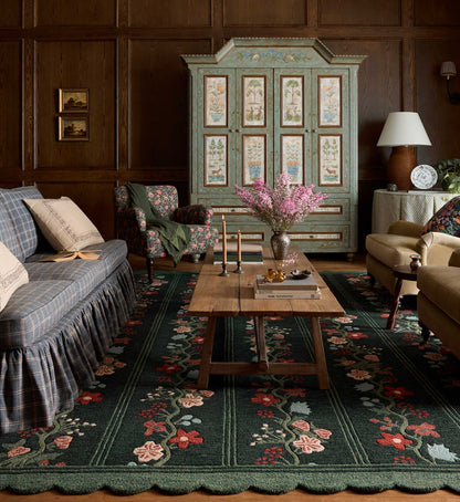 Thistle Wool Hooked Rug - Forest