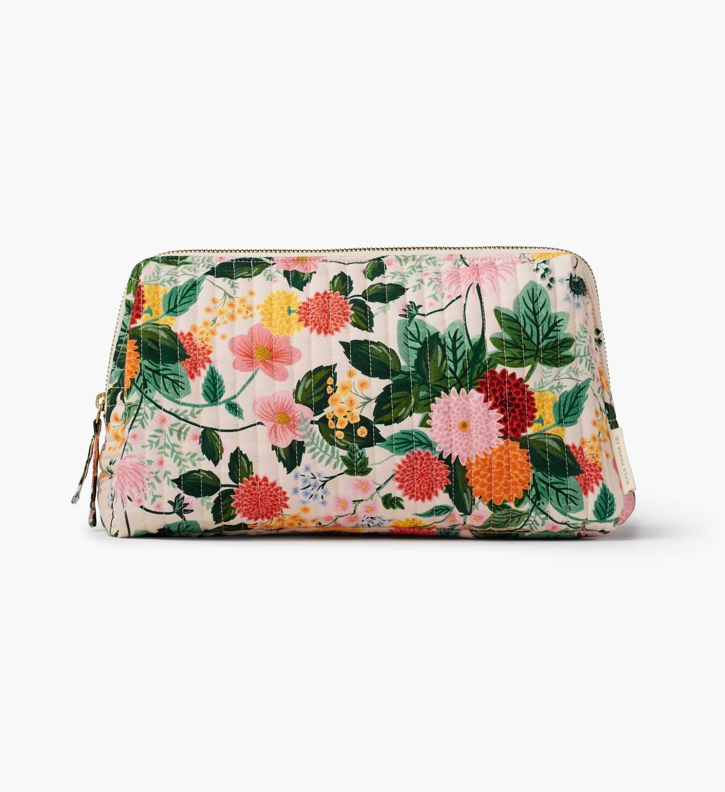 Quilted Large Cosmetic Pouch - Dahlia - Quilted Zipper Pouch