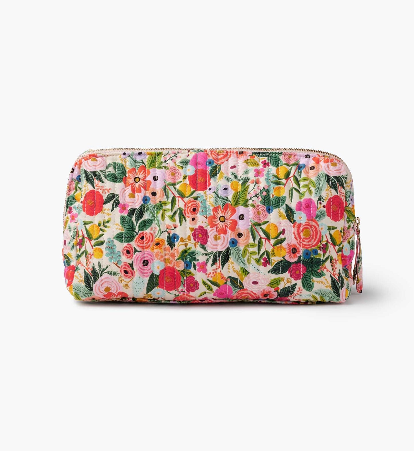 Quilted Large Cosmetic Pouch - Garden Party