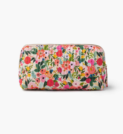 Quilted Large Cosmetic Pouch - Garden Party