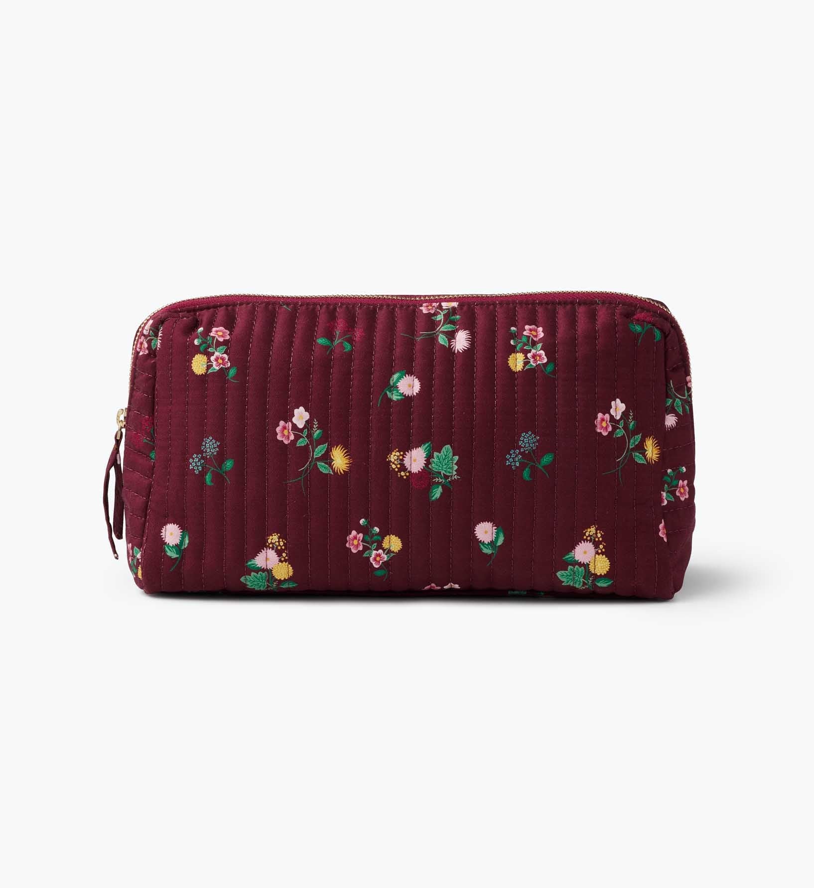 Quilted Large Cosmetic Pouch - Ditsy Dahlia - Quilted Zipper Pouch