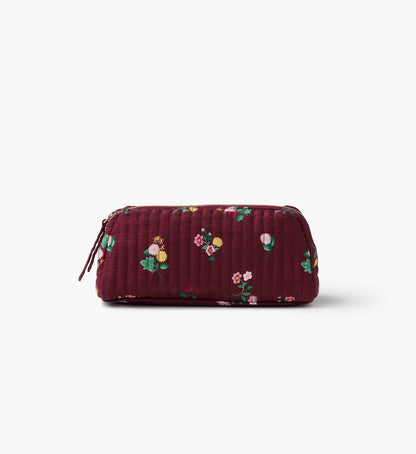 Quilted Small Cosmetic Pouch - Ditsy Dahlia - Quilted Zipper Pouch