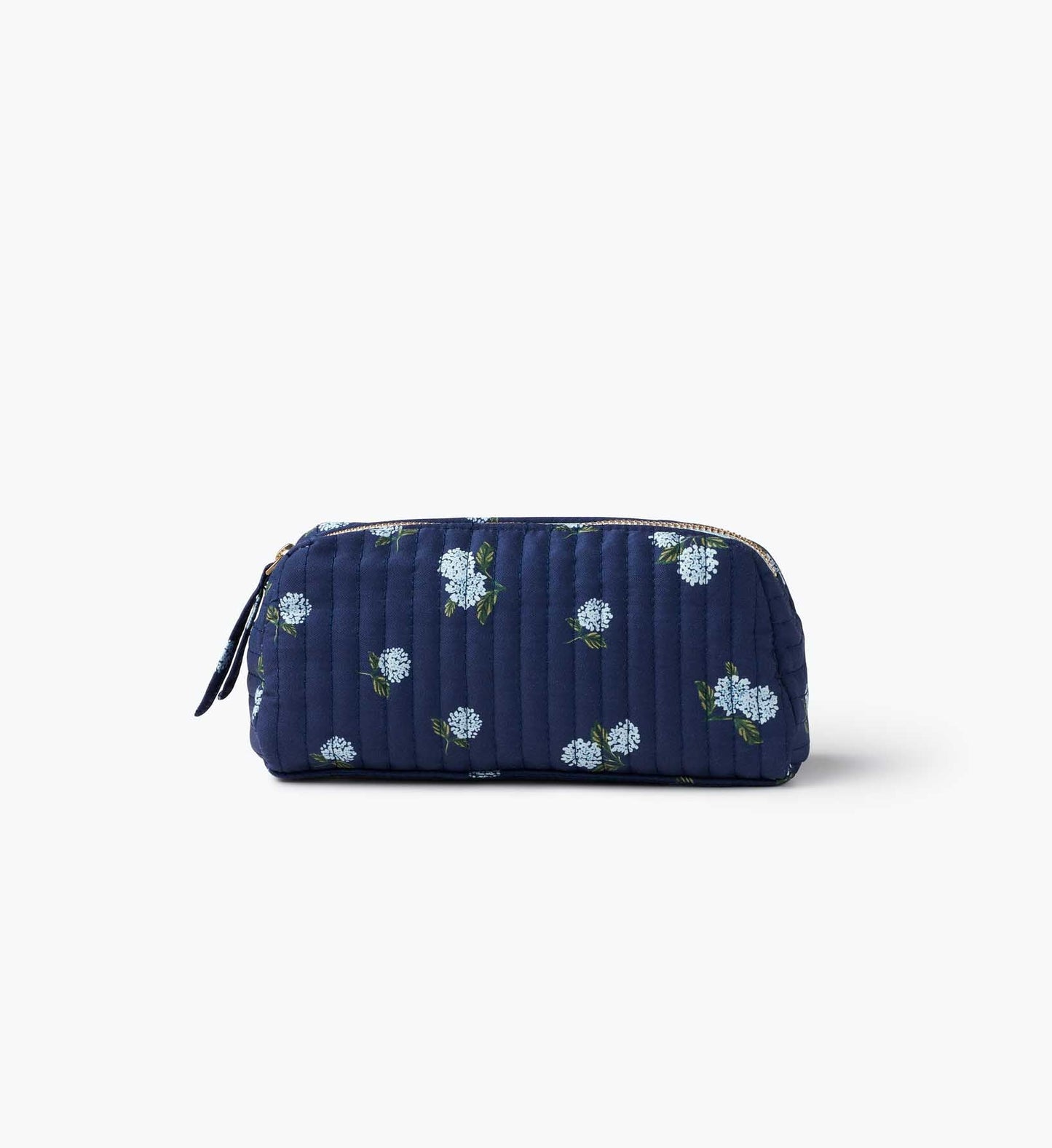 Quilted Small Cosmetic Pouch - Ditsy Hydrangea - Quilted Zipper Pouch