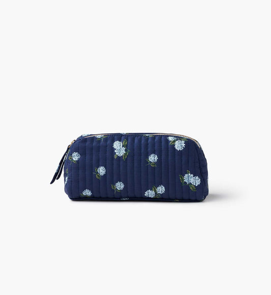 Quilted Small Cosmetic Pouch - Ditsy Hydrangea - Quilted Zipper Pouch
