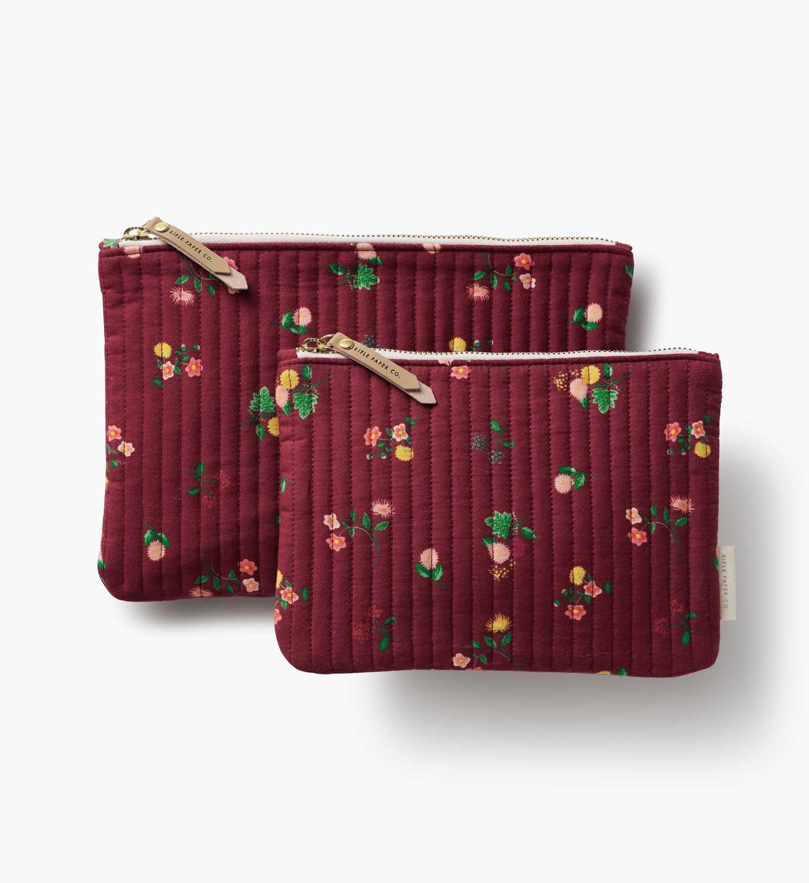 Quilted Pouch Set - Ditsy Dahlia - Quilted Zipper Pouch