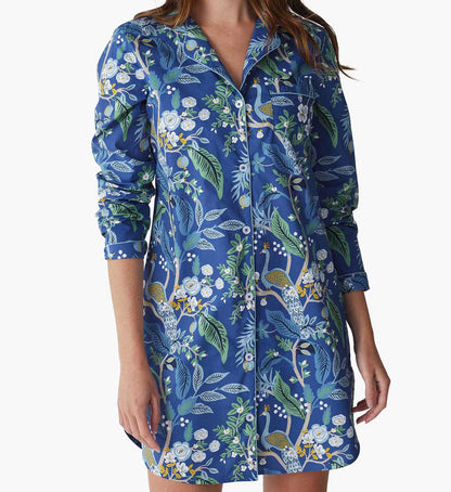 Poplin Nightshirt - Peacock - Cotton Loungewear