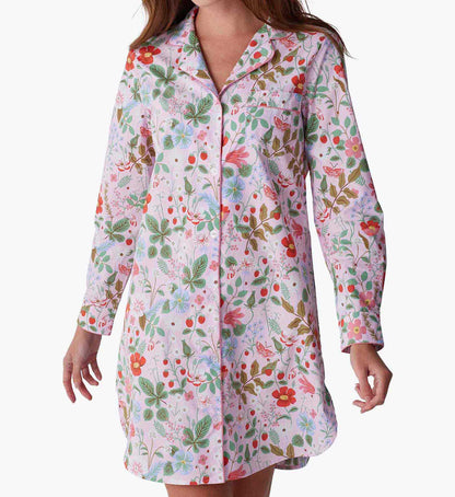 Poplin Nightshirt - Strawberry Fields - Cotton Loungewear