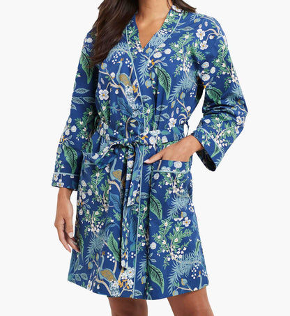 Poplin Robe - Peacock - Cotton Loungewear