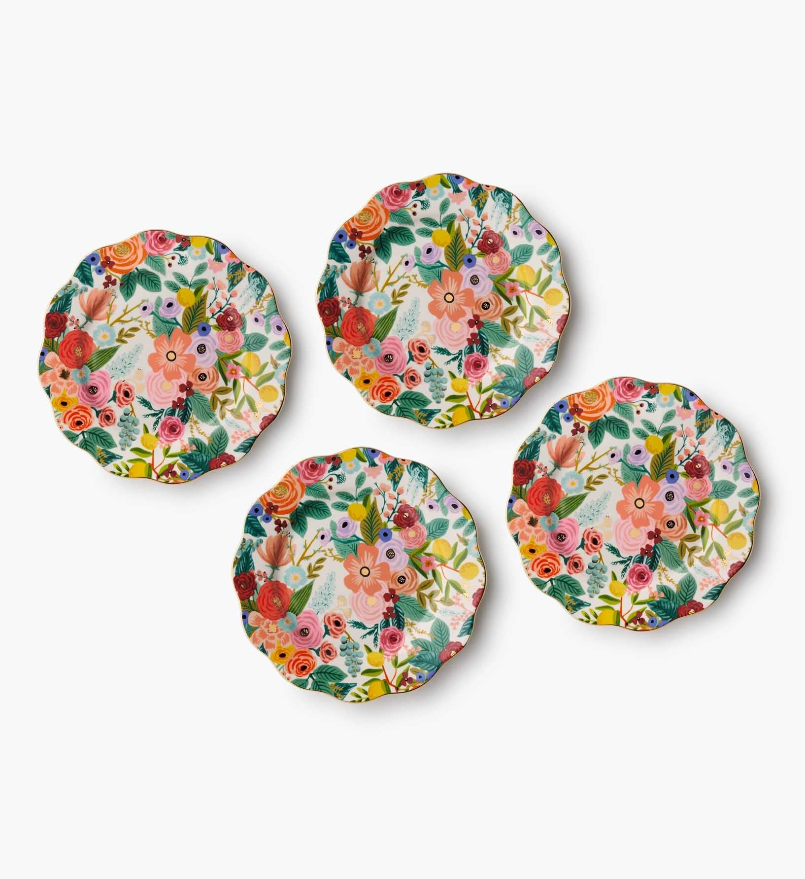 Porcelain Dessert Plate Set - Garden Party - Cotton Loungewear