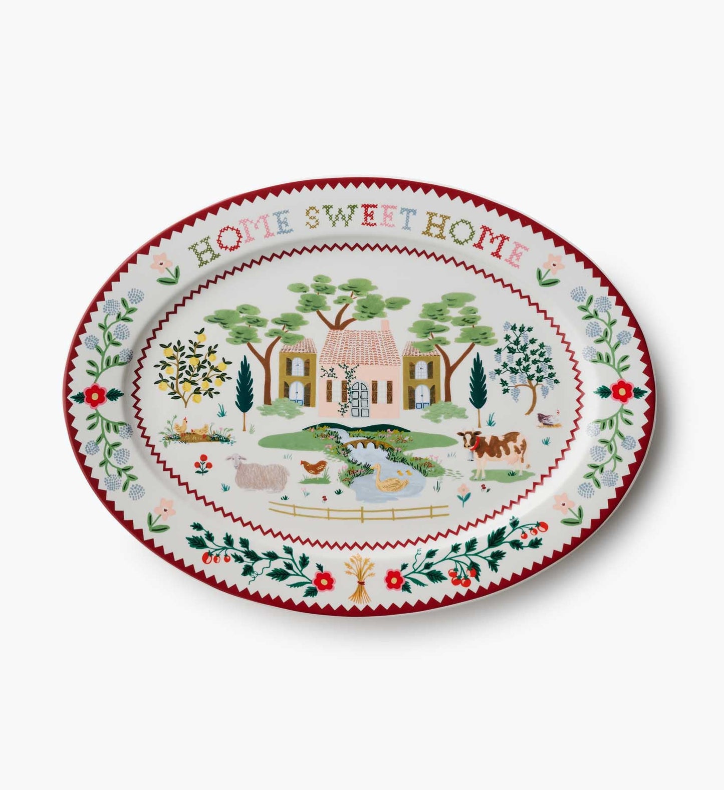 Large Porcelain Serving Platter - Home Sweet Home - Premium Design Accessory