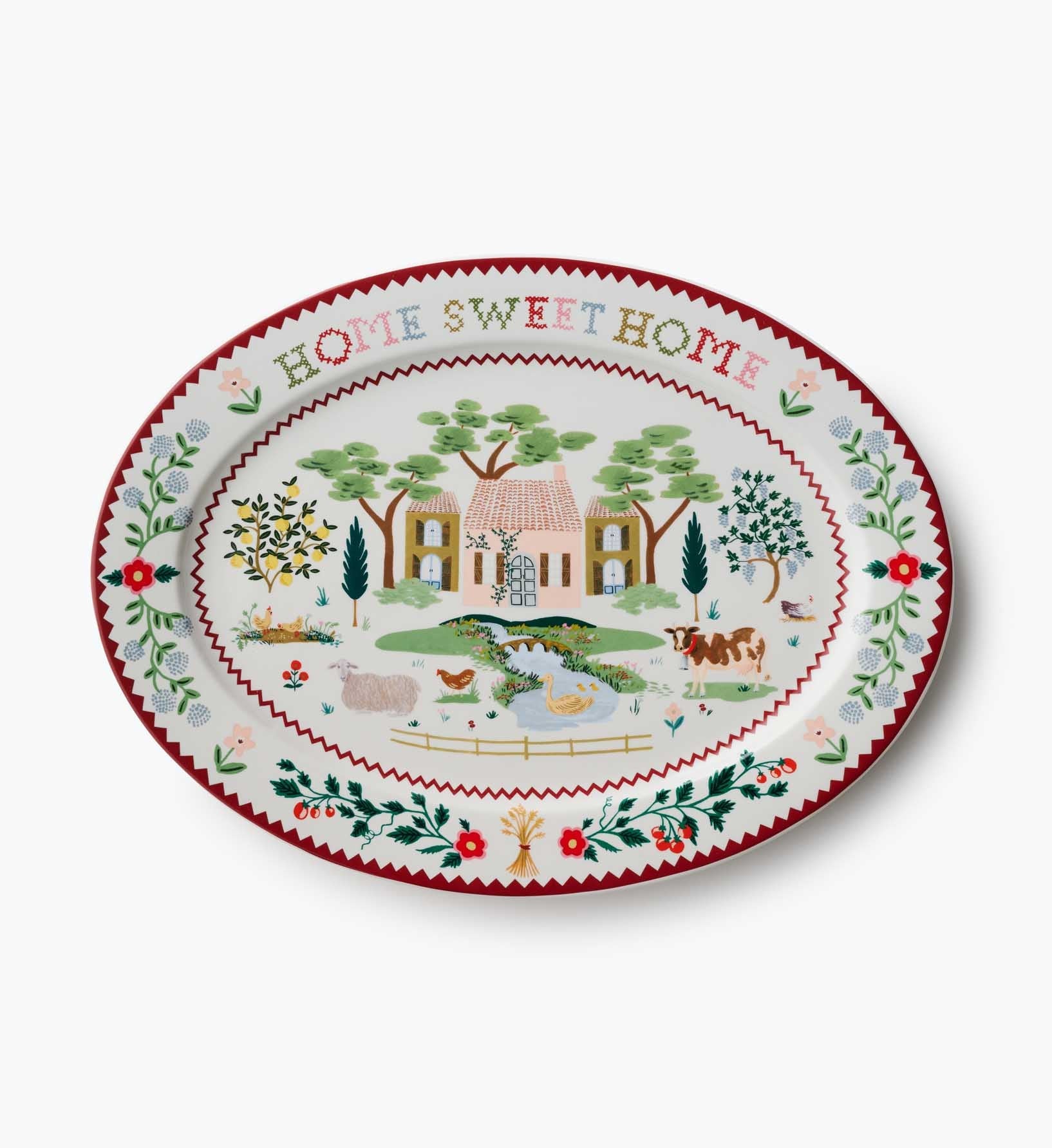 Large Porcelain Serving Platter - Home Sweet Home - Premium Design Accessory