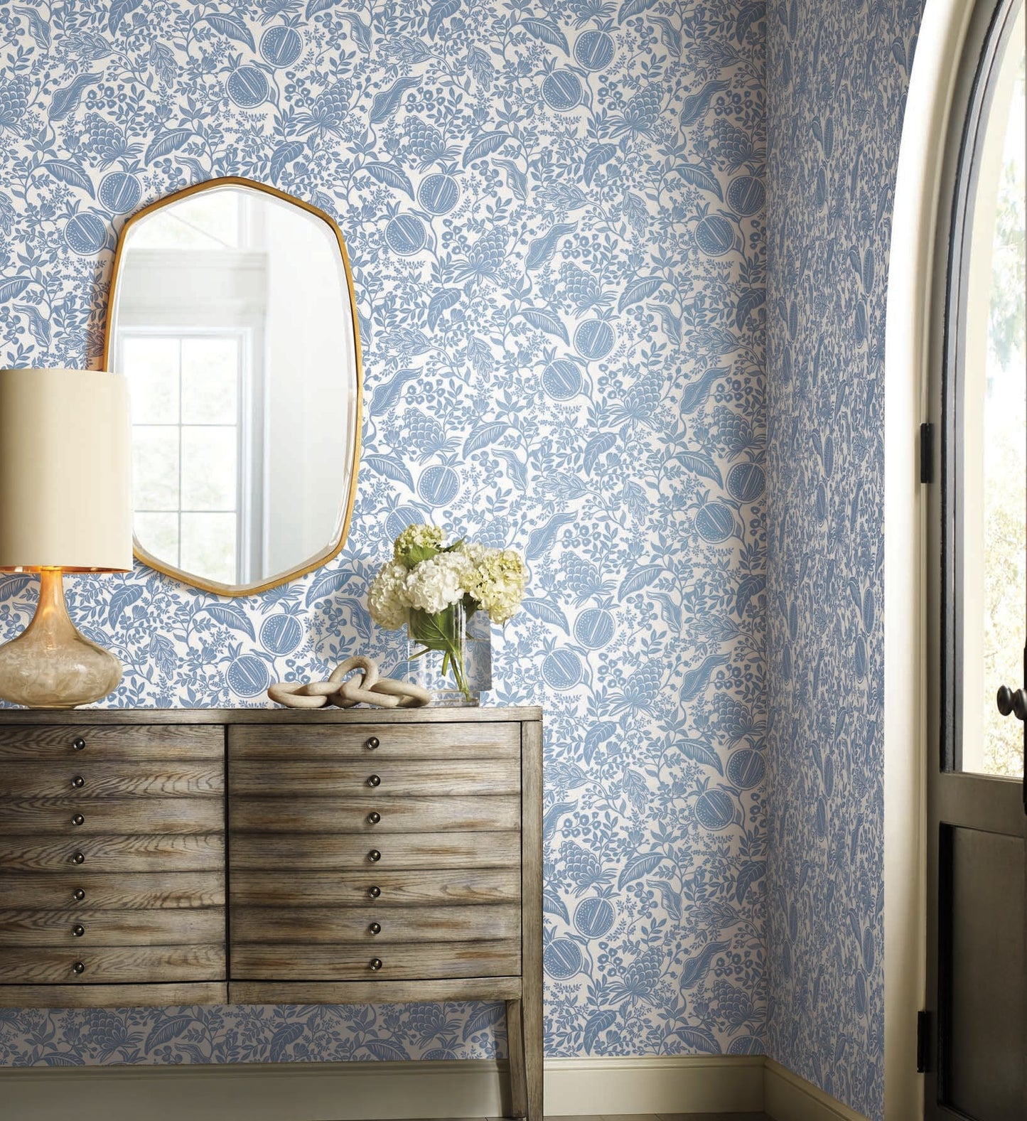 Pomegranate Wallpaper - White & Blue