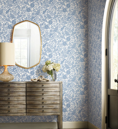 Pomegranate Wallpaper - White & Blue