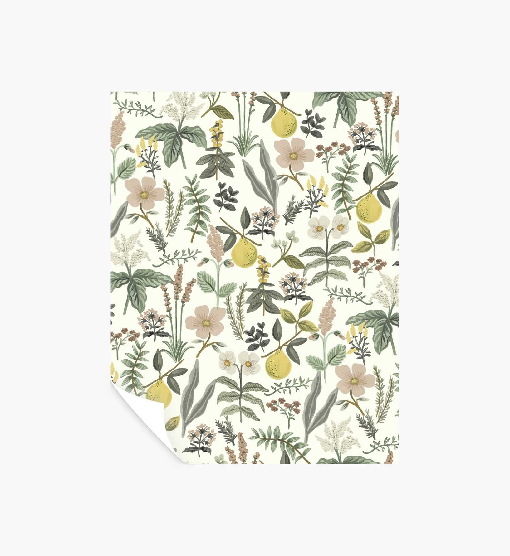 Herb Garden Peel & Stick Wallpaper Sample - Cream - Peel and Stick Wallpaper