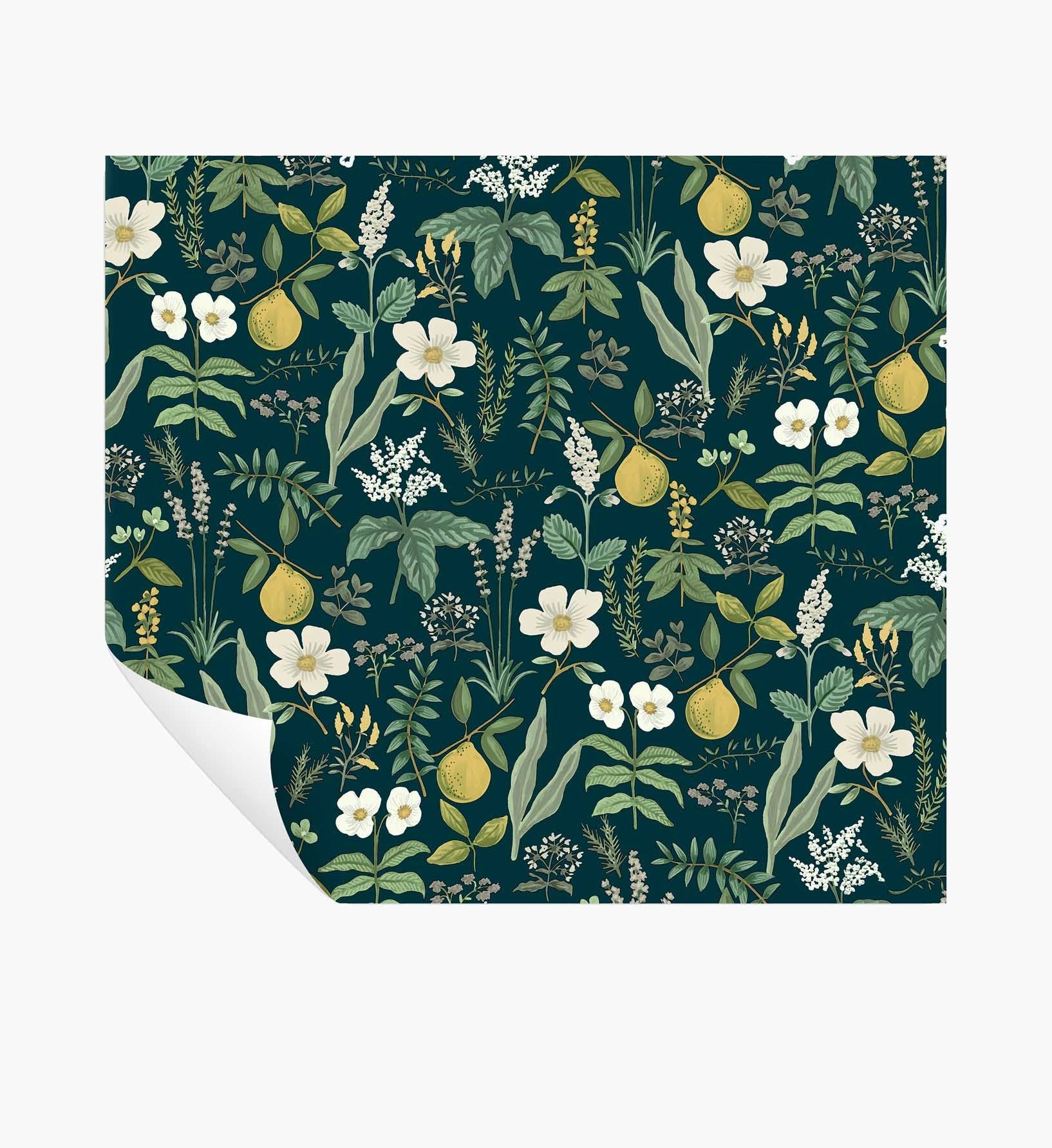 Herb Garden Peel & Stick Wallpaper - Navy - Peel and Stick Wallpaper