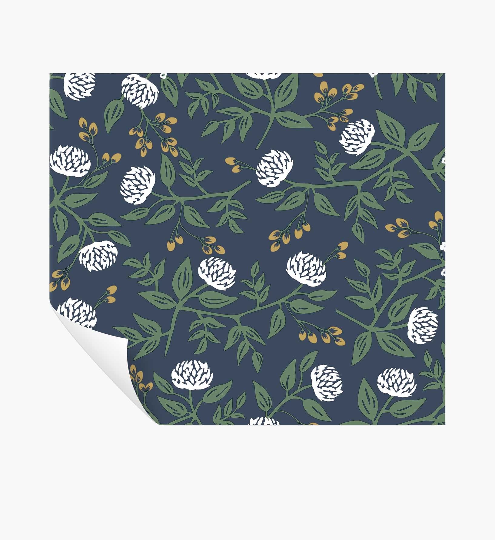 Peonies Peel & Stick Wallpaper - Navy - Peel and Stick Wallpaper