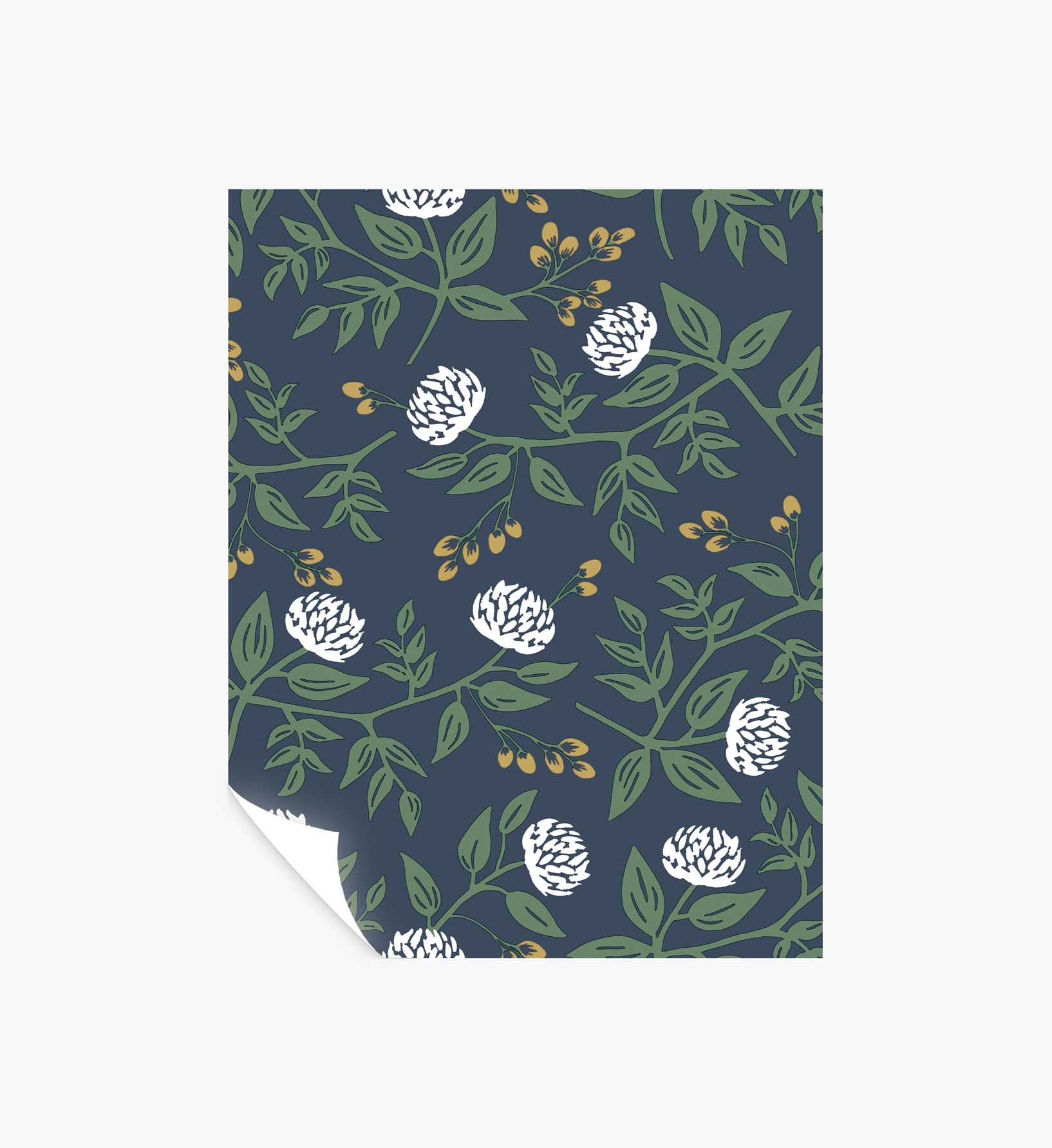 Peonies Peel & Stick Wallpaper Sample - Navy - Peel and Stick Wallpaper