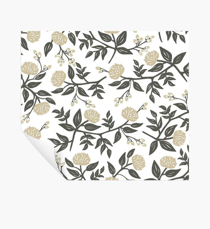 Peonies Peel & Stick Wallpaper - White - Peel and Stick Wallpaper