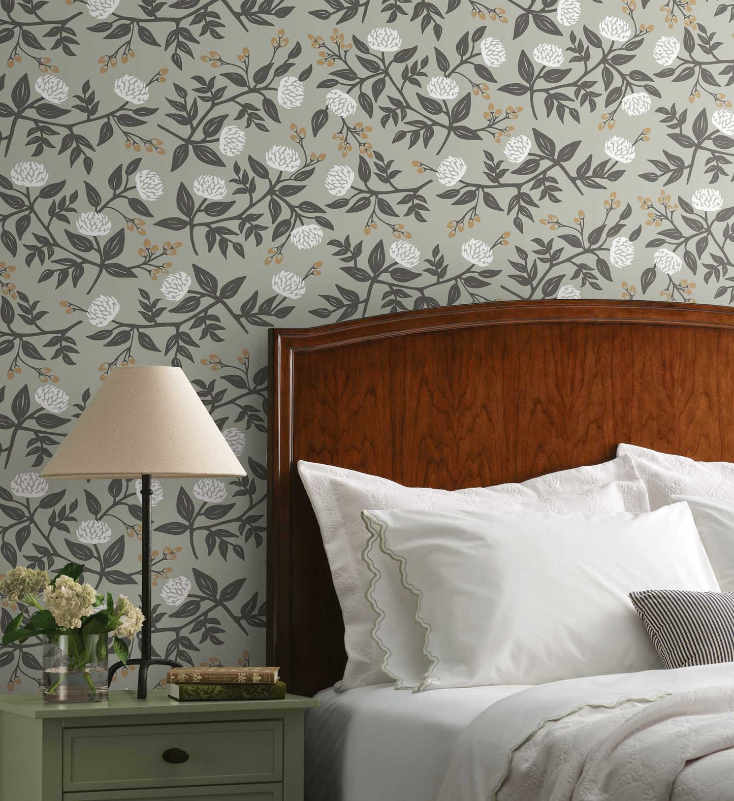 Peonies Peel & Stick Wallpaper - Smoke