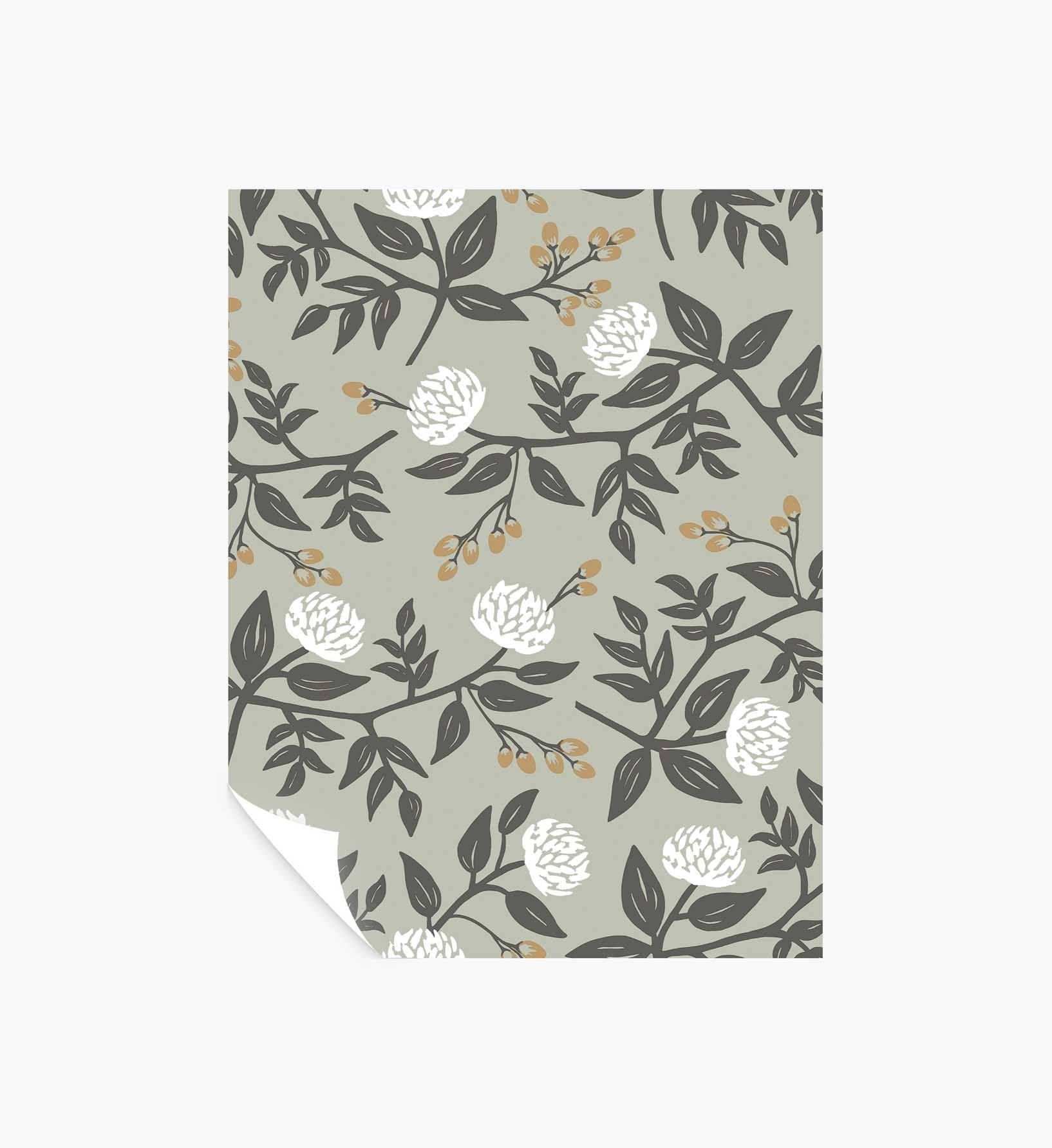 Peonies Peel & Stick Wallpaper Sample - Smoke - Peel and Stick Wallpaper