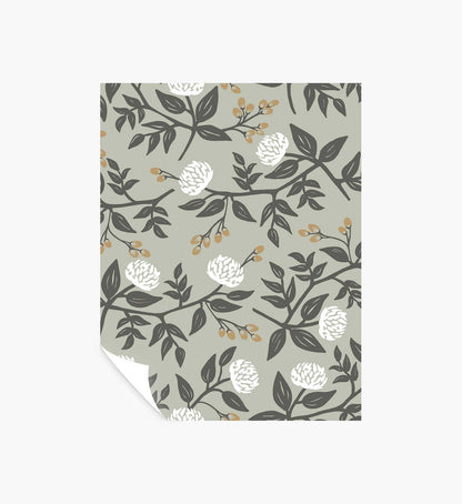 Peonies Peel & Stick Wallpaper Sample - Smoke - Peel and Stick Wallpaper