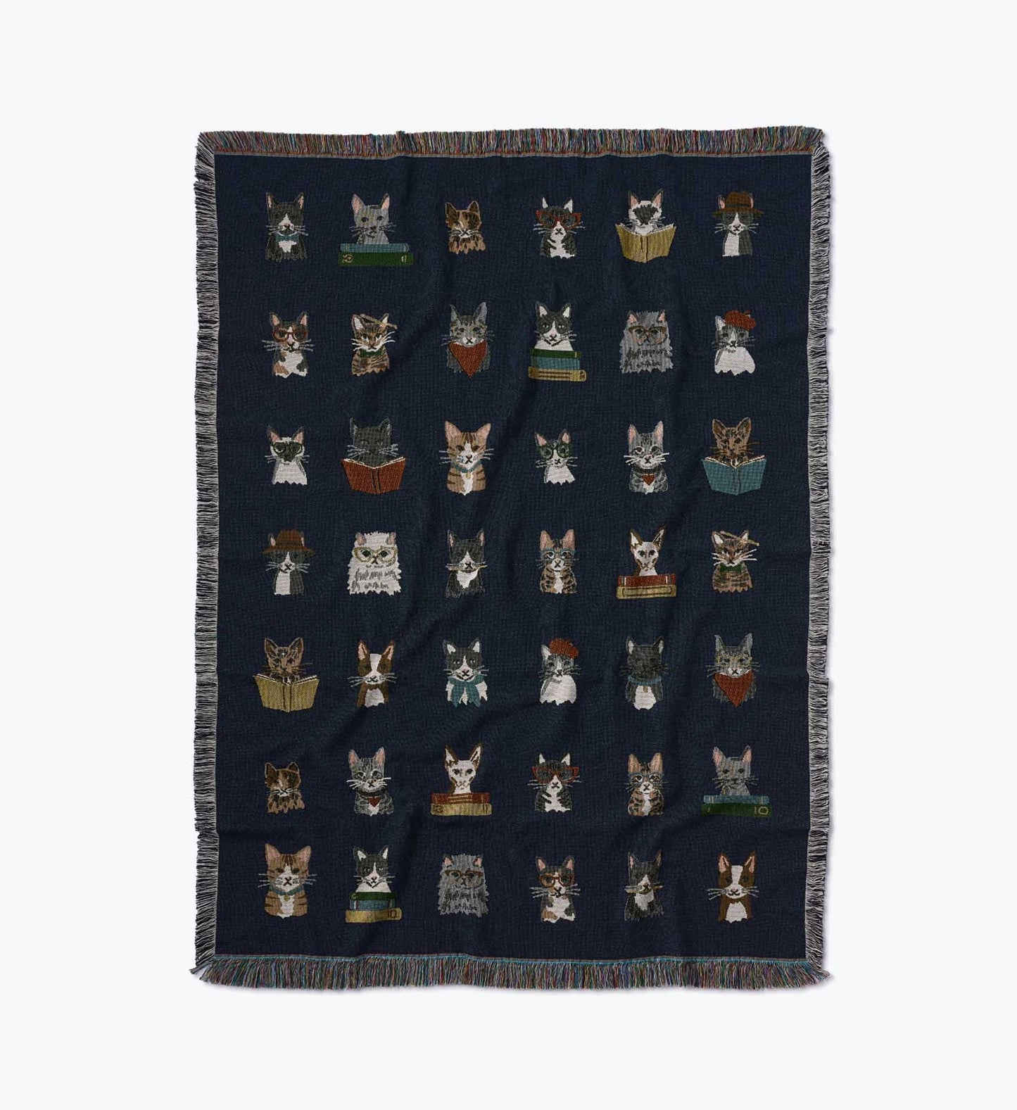 Woven Blanket - Studious Cats - Woven Cotton Blanket